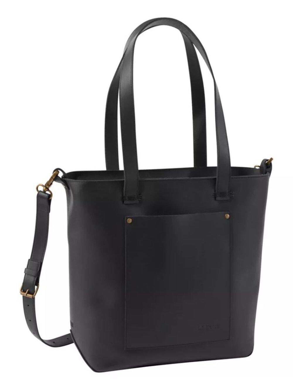 NWT L.L.Bean 207 Leather Tote Black Full Grain Leather Shoulder Bag